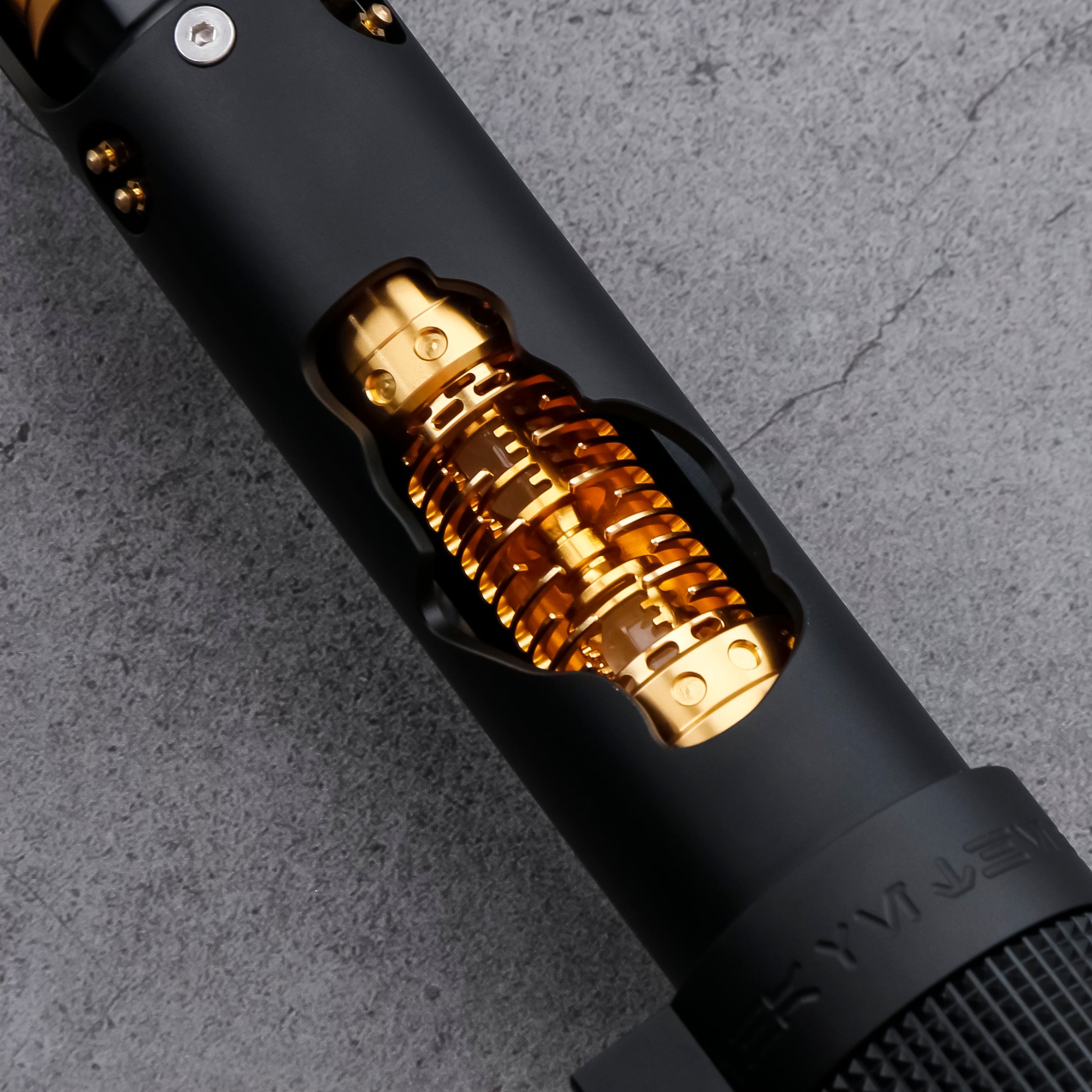 Anakin lightsaber black handle bexposed spinning crystal