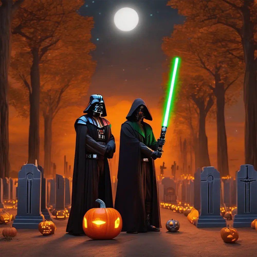 Two cosplayers on Halloween
