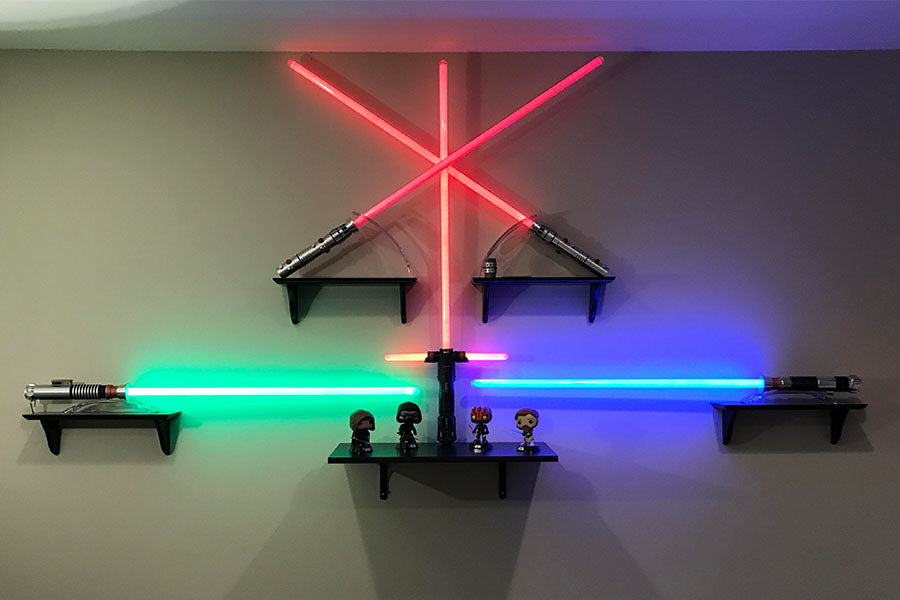 lightsaber on a wall