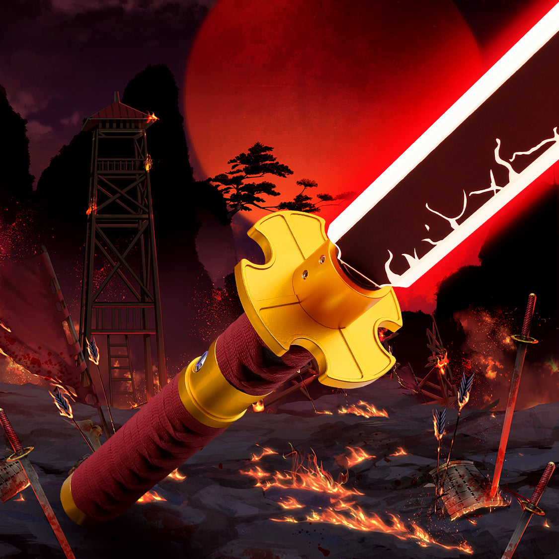 Katana Inspired Neopixel Lightsaber with Flat Blade – Superneox™